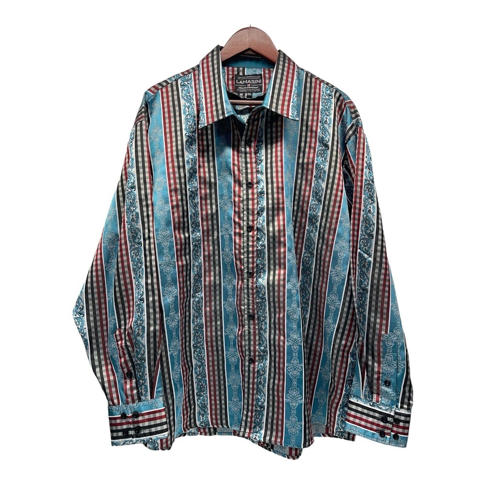 Lamasini Jean Co. Men's 2XL Multi Color Button Down Long Sleeve Shirt